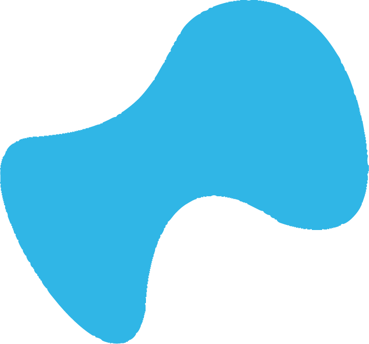 A solid, irregular blue blob shape on a light gray background.